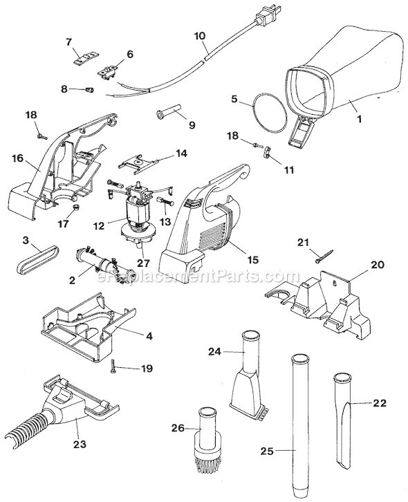 Page A Diagram and Parts List for AC7020 Type 1 Black and Decker Hand Vacuum